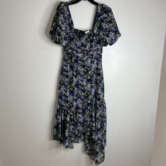 ASTR The Label Size Small Blue Asymmetrical High Low Midi Short Sleeve Dress NWT - Picture 1 of 12